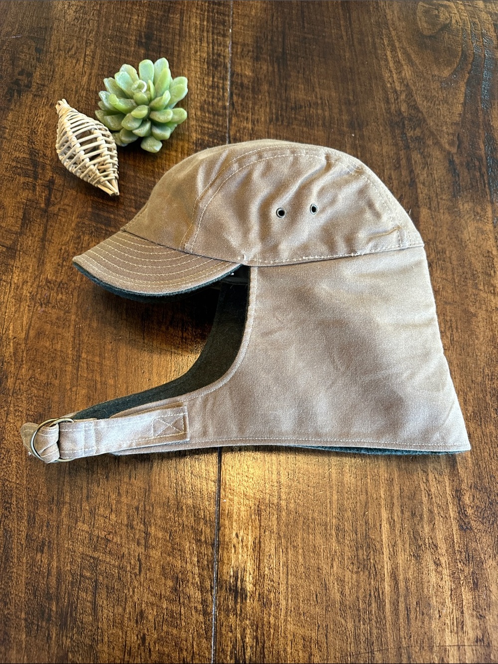 Filson | Vintage Tin Cloth Wildfowl Hat - Waxed Canvas Wool Lined Trapper Cap, L